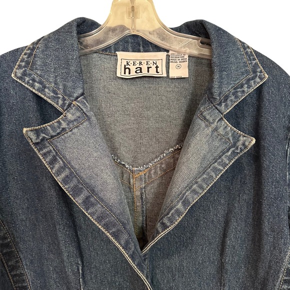 Keren Hart Denim Blazer Lace Jacket Women's Medium Y2K Vintage 80s‎ Cottagecore - Picture 5 of 8